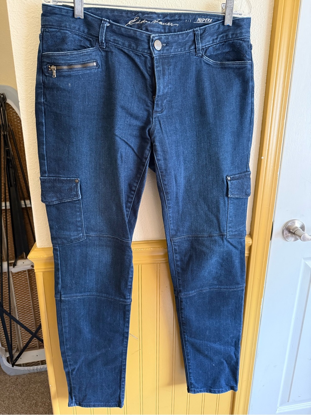 Eddie Bauer Slim Cargo Jeans in Dark Blue